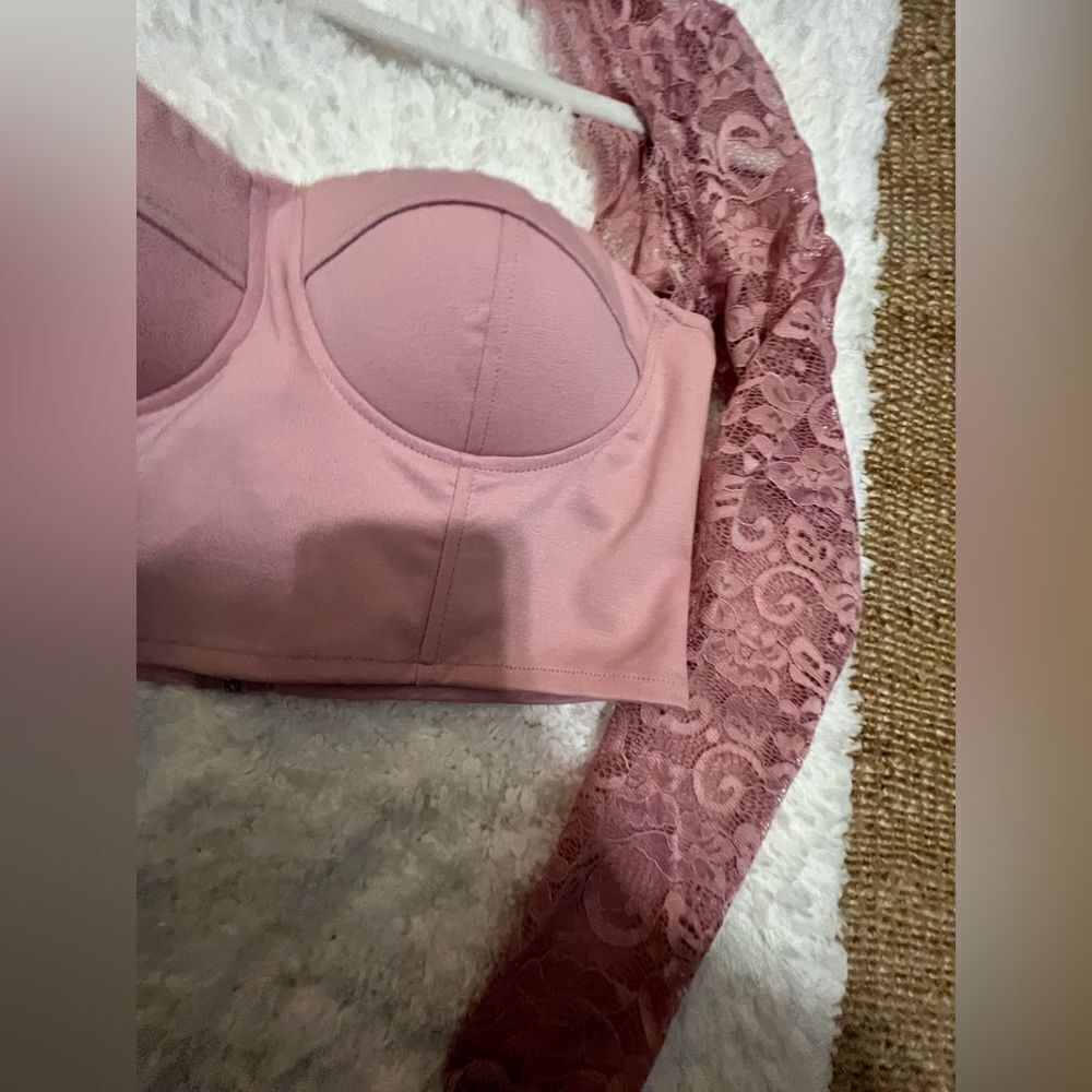 Fashion nova the simple things lace crop top in pink size large - Picture 5 of 10